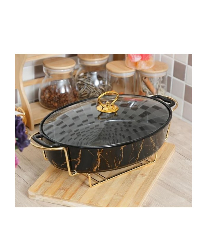 خرید سوفله خوری وارمردار طرح ماربل مشکی مدل بیضی برند arow ترکیه