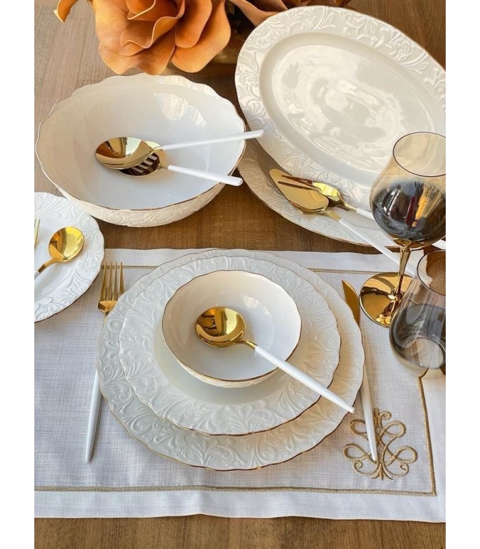 خرید سرویس غذاخوری 6 نفره 27 پارچه طرح گل برجسته ترک برند ایپک با قیمت مناسب