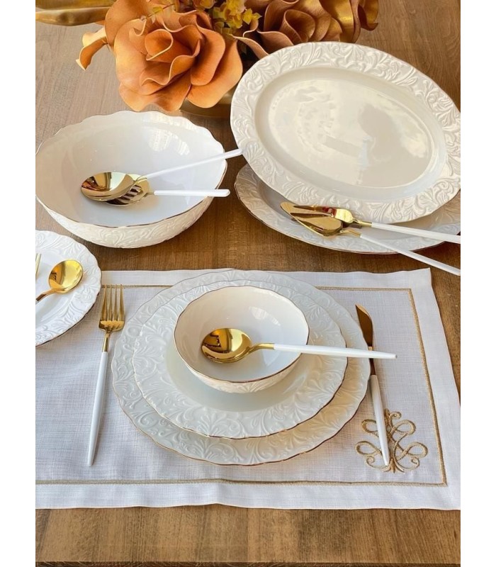 خرید سرویس غذاخوری 6 نفره 27 پارچه طرح گل برجسته ترک برند ایپک با قیمت مناسب