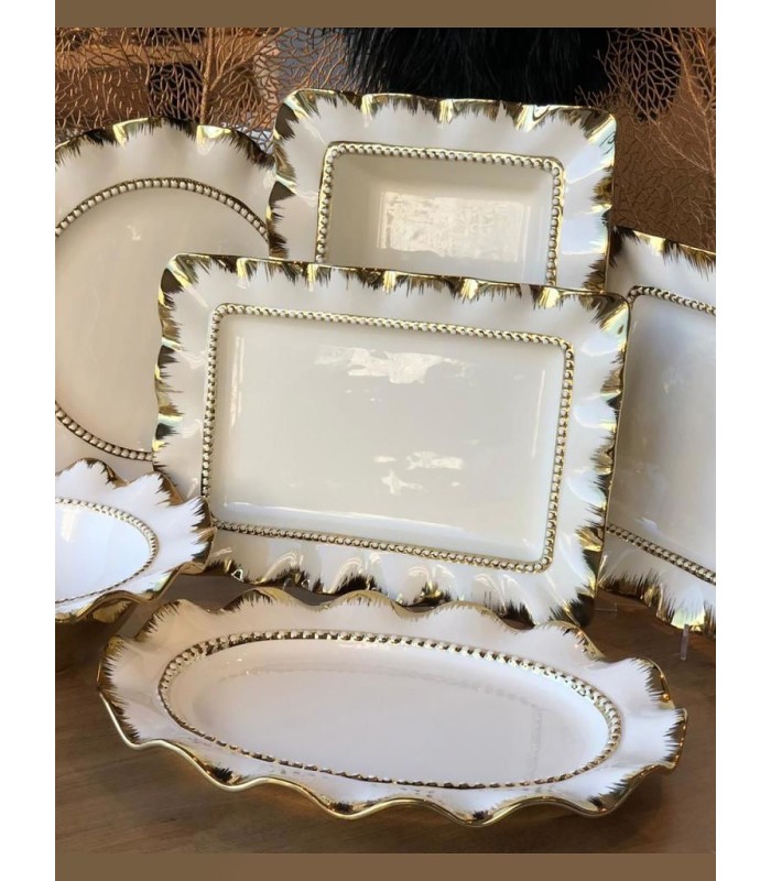 خرید سرویس دیس سرامیکی ترک رنگ سفید دور طلایی با قیمت مناسب