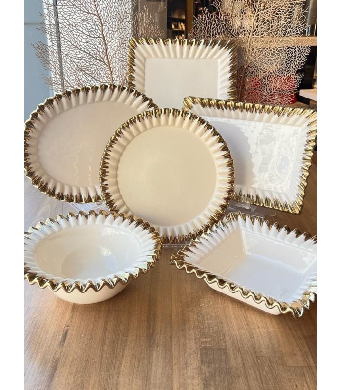 خرید سرویس دیس سرامیکی جدید ترک رنگ سفید دور طلایی با قیمت مناسب