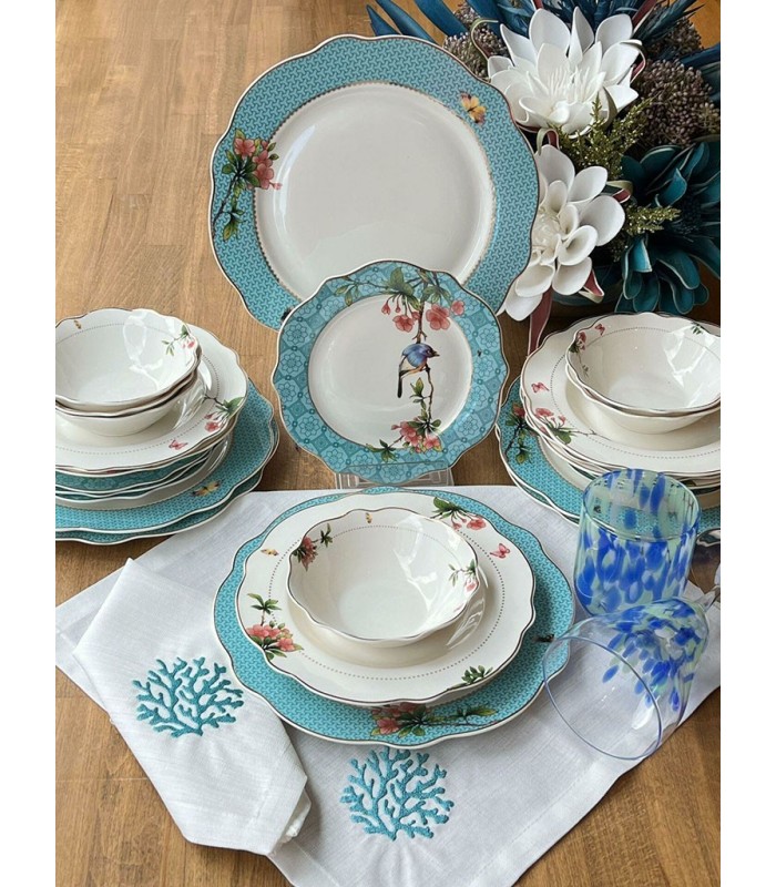 خرید آنلاین سرویس غذاخوری 6 نفره 24 پارچه جدید ترکیه رنگ آبی