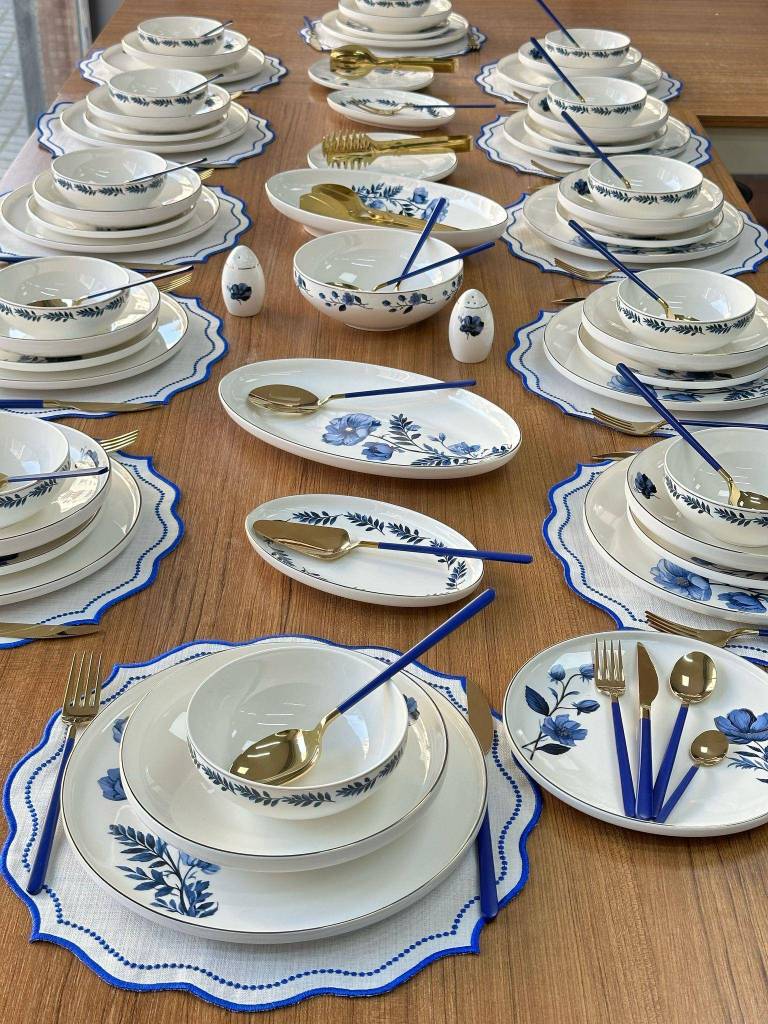 سرویس غذاخوری ۱۵۹ پارچه ۱۲ نفره ترک مدل Blue Violet