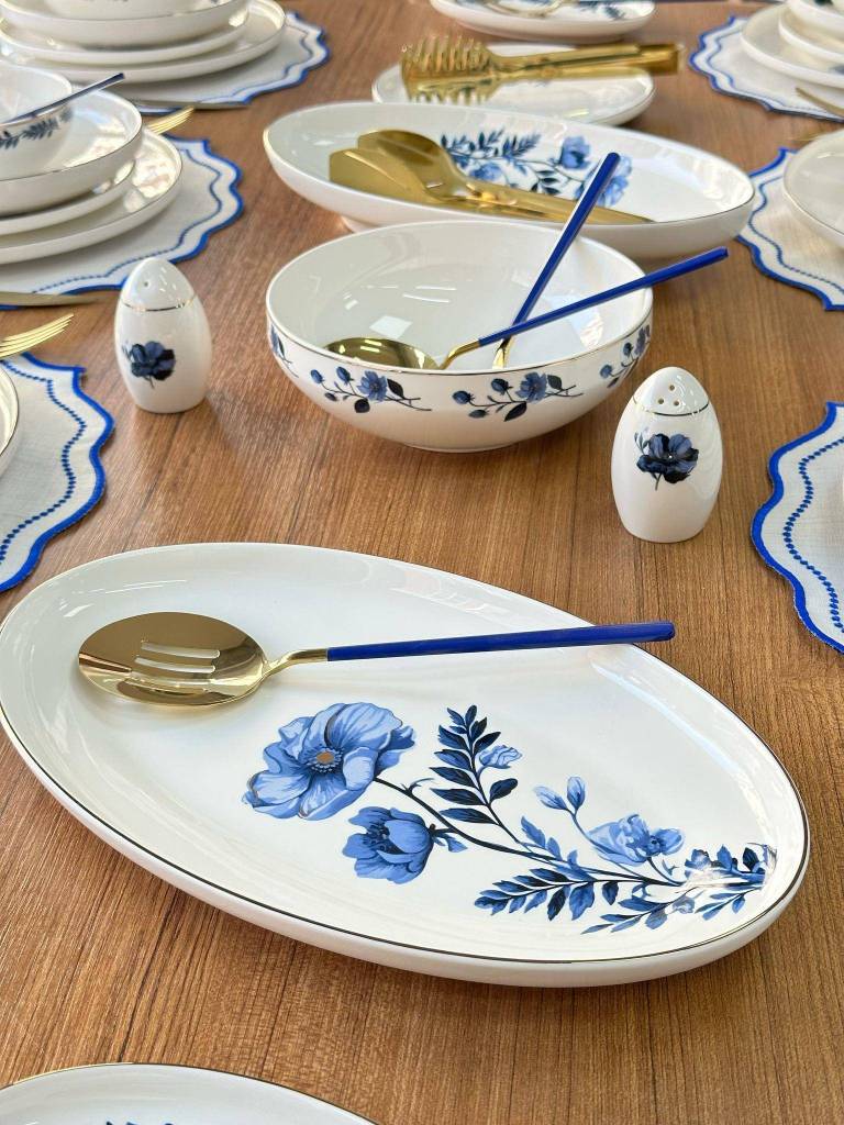 سرویس غذاخوری کامل ۱۵۹ پارچه ۱۲ نفره ترکیه مدل Blue Violet