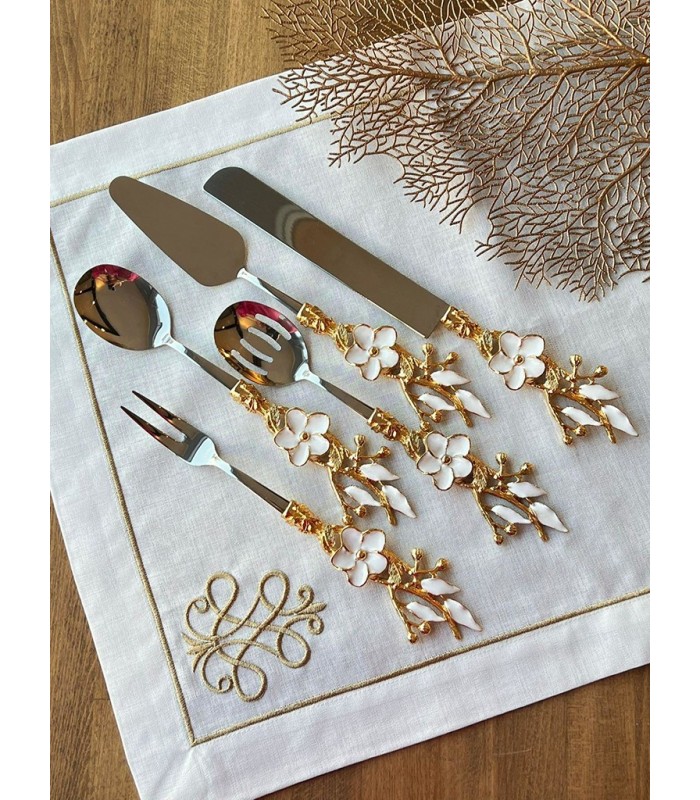 خرید ست 5 پارچه کارد چنگال کفگیر ترک مدل گل بابونه